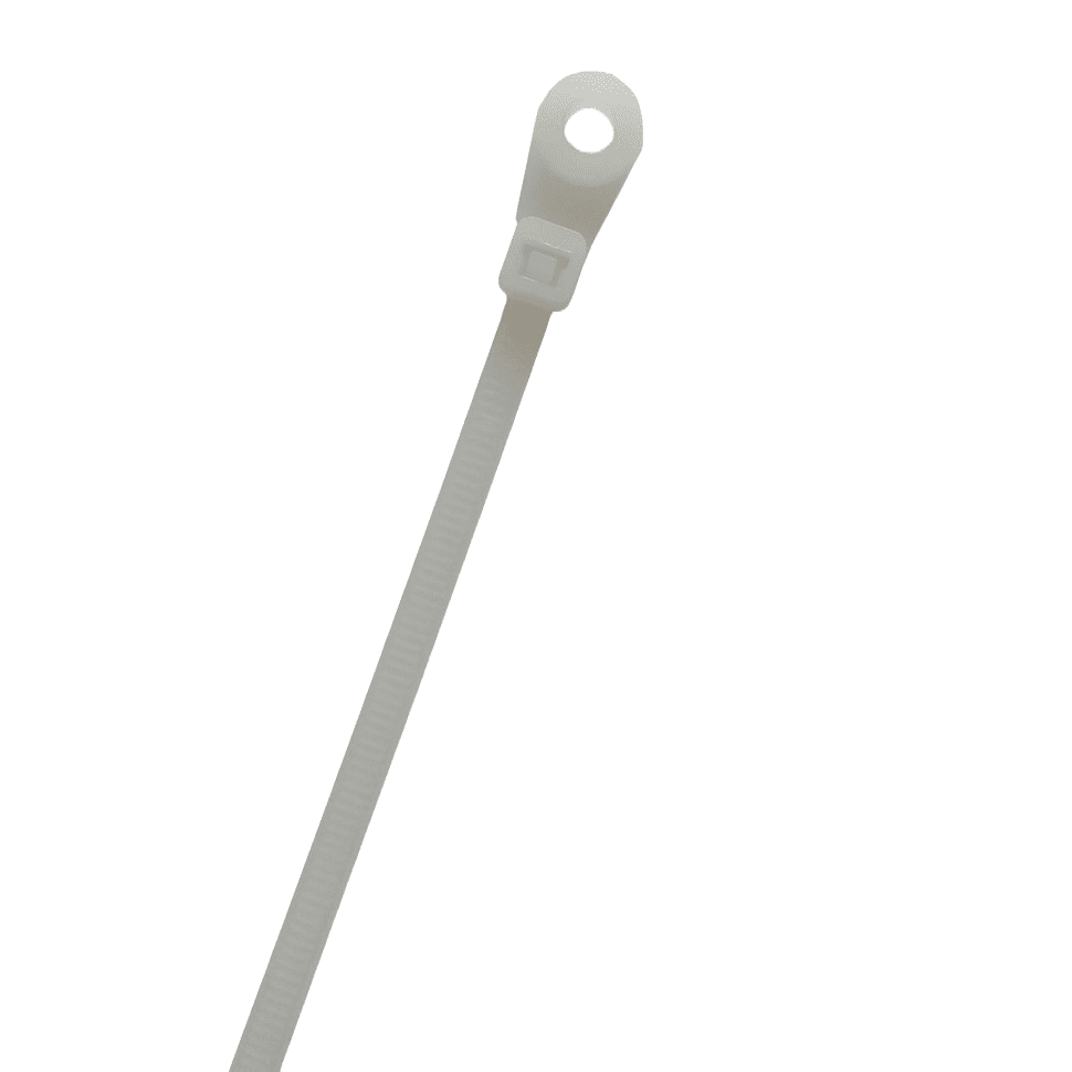 Abraçadeiras com furo de montagem – versão branca para instalações fixas – pack 100 unidades.