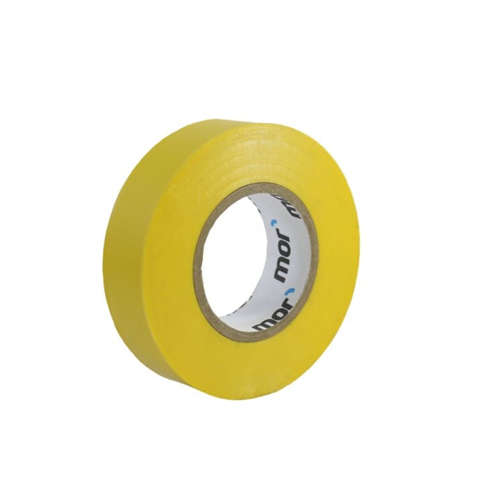 Fita isoladora em PVC de cor amarela – perfeita para sinalização de cabos em instalações elétricas.