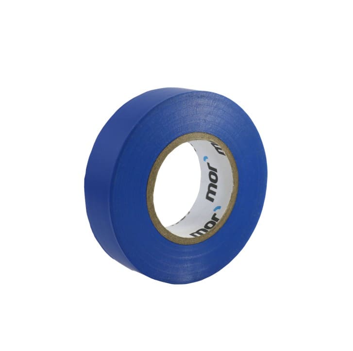 Fita isoladora em PVC de cor azul – recomendada para identificação neutra ou de sistemas trifásicos.