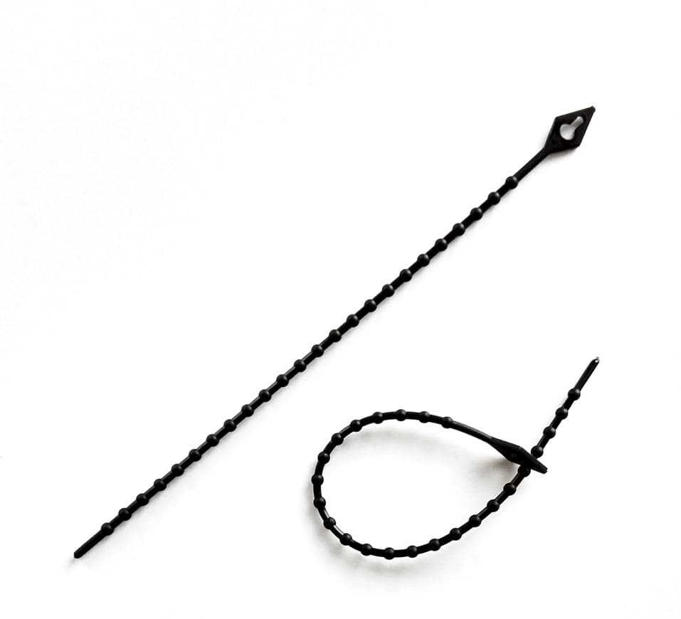 Abraçadeiras reutilizáveis com fecho por bola – práticas e resistentes – versão preta 200 mm.