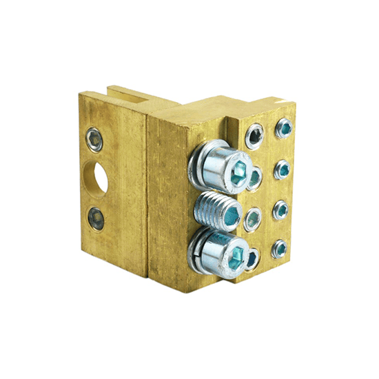 Bloco de latão para ligação elétrica segura e duradoura em quadros de baixa tensão.
