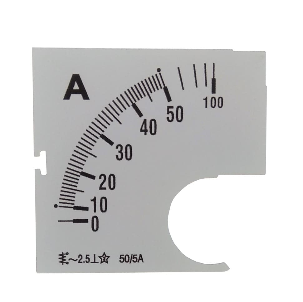 Escala de substituição para amperímetro – compatível com painéis industriais
