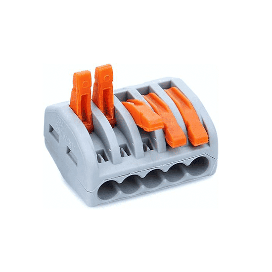 Ligadores rápidos com 5 ligações – solução prática e segura para conexões elétricas sem ferramentas.
